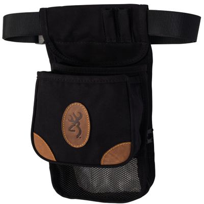 Browning, Lona, Canvas/Leather Large Deluxe Shell Pouch, Black/Brown