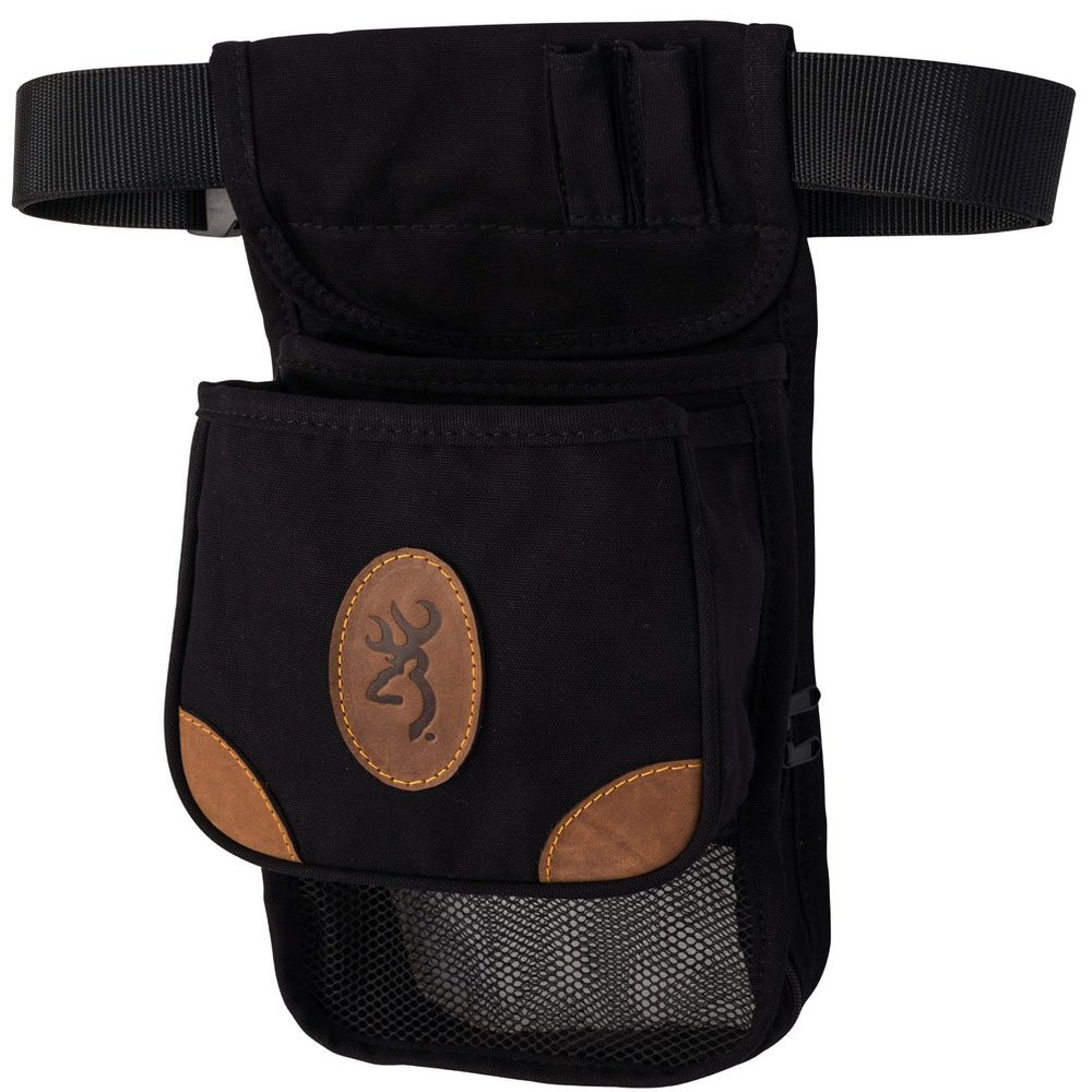 Browning, Lona, Canvas/Leather Large Deluxe Shell Pouch, Black/Brown