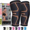 Knee Brace for Meniscus Tear 2 Pack, Knee Compression Sleeve for Men and Women, Knee Support for Arthritis, Swelling, Inflammation, ACL, Pain Relief, Running, Workout, Sports and Recovery Orange M view 1