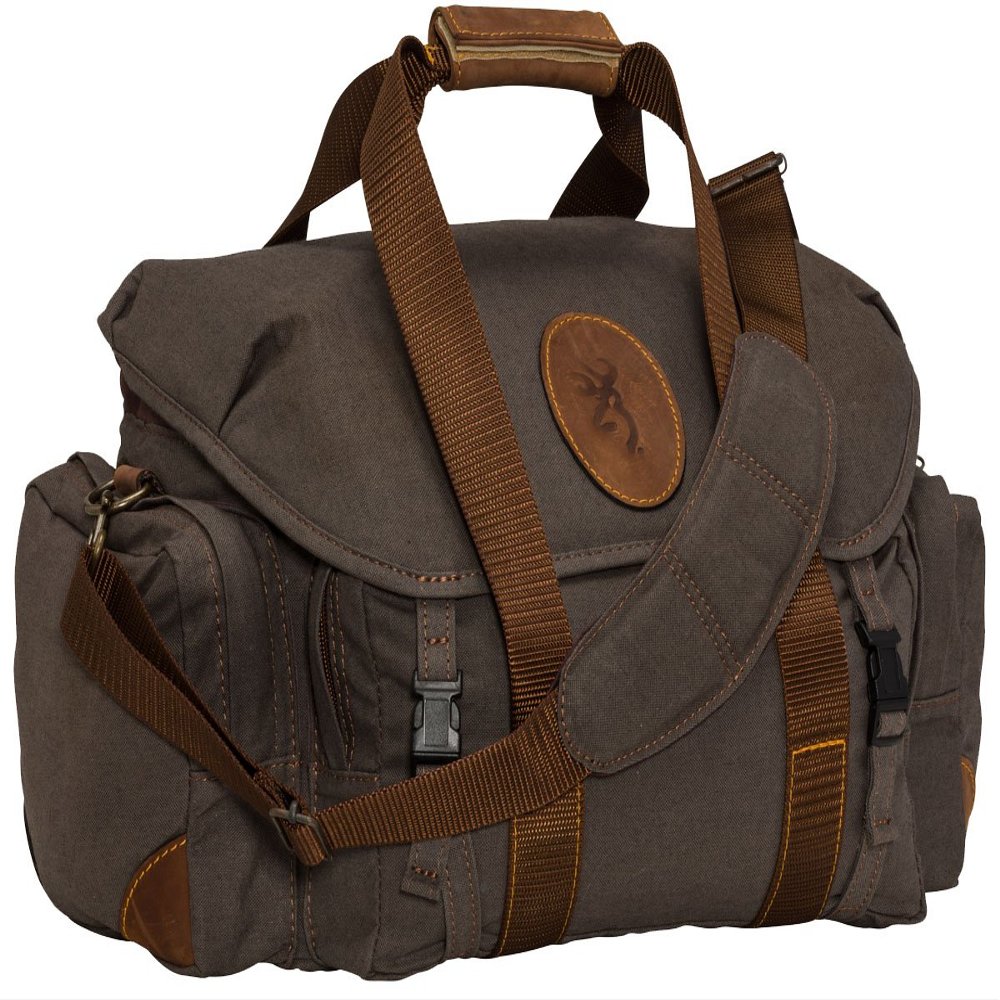 Browning 121388691 Lona, Canvas/Leather Range Bag, Flint/Brown