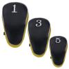 Andux Golf Club Driver Wood Head Covers with Hook & Loop Set of 3 Black/Yellow view 2