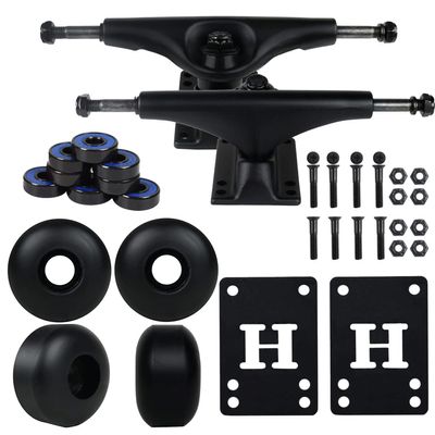TGM 5.0 Black/Black Skateboard Trucks + 52mm Black Wheels Combo