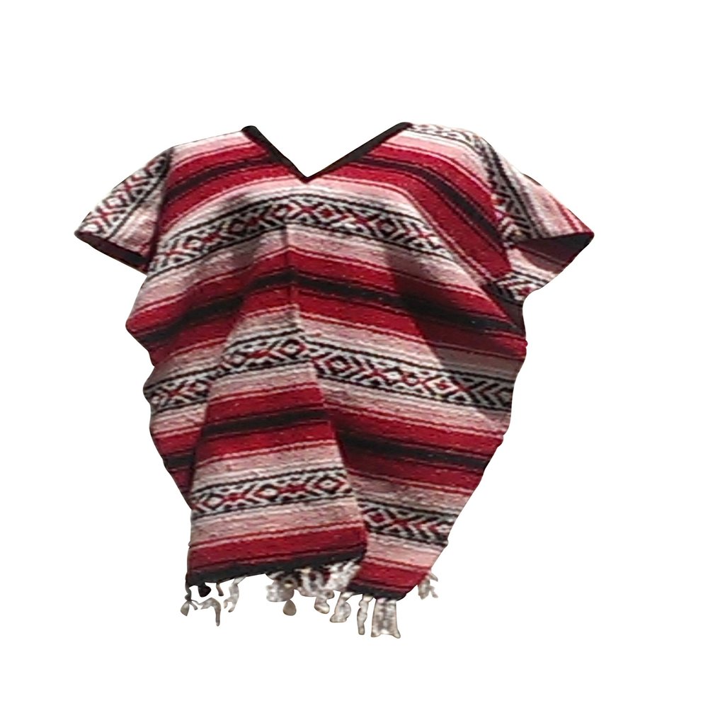 Sharpshooter Clint Eastwood Western Black Cowboy Hat & Red Poncho Set (Poncho Only)