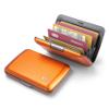 GON -DESIGNS- Aluminum card holder with metal lock, RFID protection against fraud and demagnetization, compact wallet, Smart Case OSLO model (Aluminum Orange) view 2