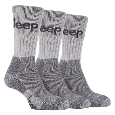 3 pairs Men's Jeep Terrain walking hiking Cushioned Boot Socks Grey 7-12 us