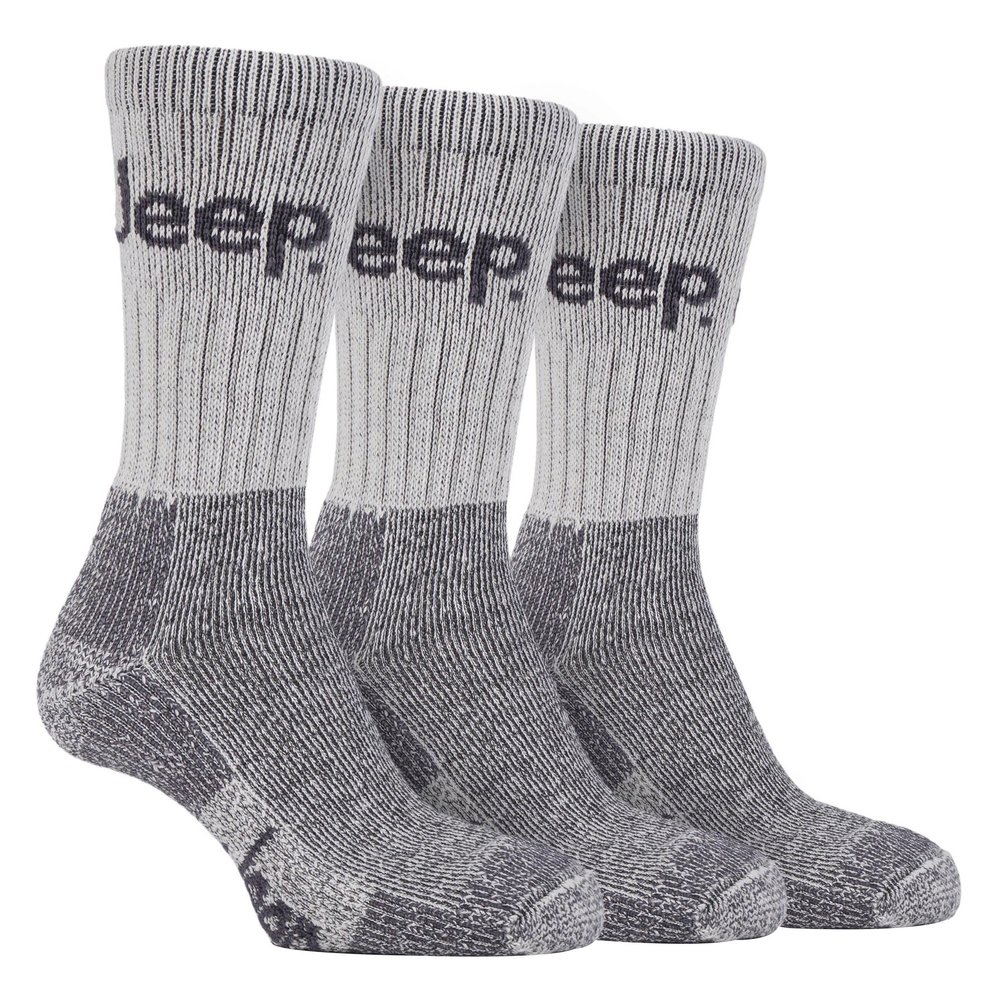 3 pairs Men's Jeep Terrain walking hiking Cushioned Boot Socks Grey 7-12 us