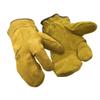 RefrigiWear Sherpa Lined Three Finger Split Cowhide Leather Mitten Gloves (Gold, X-Large) view 1