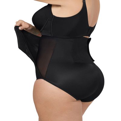 Leonisa High Waist Post Surgical Firm Compression Panties with Adjustable Belly Wrap, Black, M