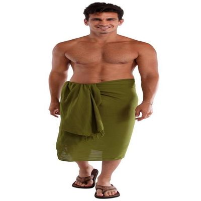 1 World Sarong Mens Light Green Olive Sarong