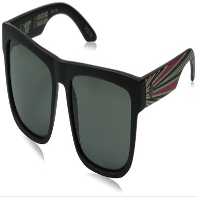 Spy Optic Discord Flat Sunglasses, Spy Matte Black,Happy Gray & Green, 57 mm
