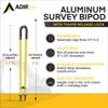 AdirPro Prism Pole Bipod  Aluminum Range Pole Bipod - Monopod for Rover Rod, GPS Bipod, Leveling Staff  GNSS Rod Stand - Survey Equipment for Total Station Surveying (Yellow) view 3