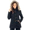 Alpine Swiss Duffy Womens Wool Blend Toggle Coat Removable Faux Fur Hood Classic Duffle Overcoat Warm Winter Jacket BLK M view 1