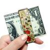 Antique Alive Mother of Pearl Red Peony Flower Butterfly Slim Stainless Steel Metal Money Clip Holder view 3