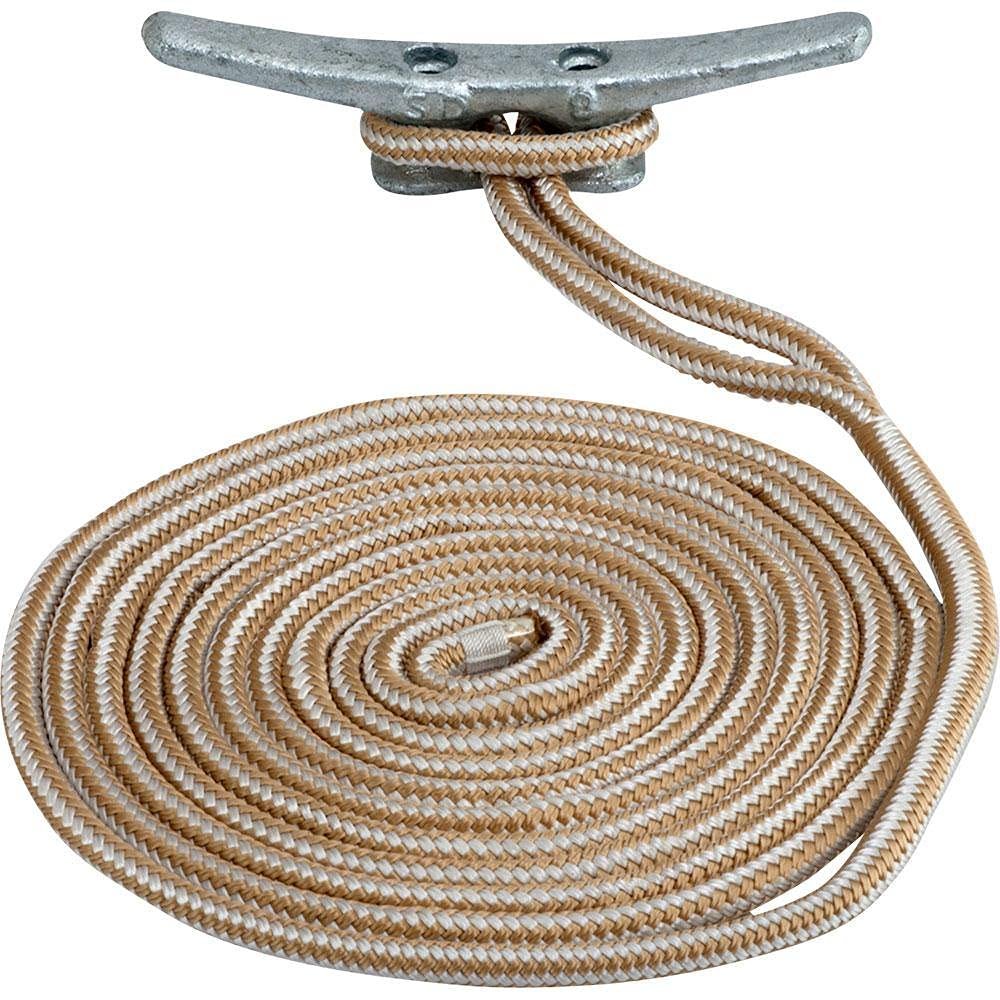 SEADOG Premium Double Braided Nylon Dock LINE Braided Dock Line (Color: Gold/White, Size: 3/4" X 35')