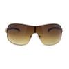 SA106 Mens Italian Designer Fashion Wrap Shield Sport Pilot Sunglasses Gold - Brown view 2