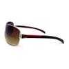 SA106 Mens Italian Designer Fashion Wrap Shield Sport Pilot Sunglasses Gold - Brown view 3