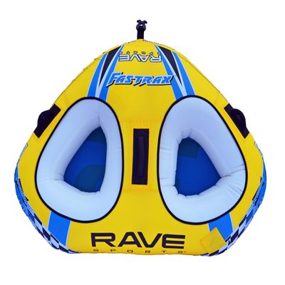 RAVE Sports Fastrax Towable Tube, 1-2 Riders, Unique Shape for Fast Rides, Two Riding Styles, Quick Connect Tow Point, Durable Nylon Cover, Foam-Filled Reinforced Handles, Boat Towables-Tubes