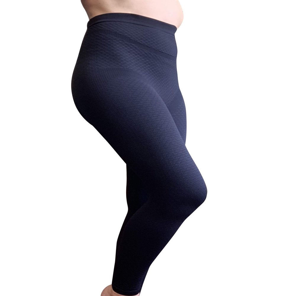 Bioflect Compression Leggings with Bioactive Raised Massaging Knit - for Support and Comfort - Black XL