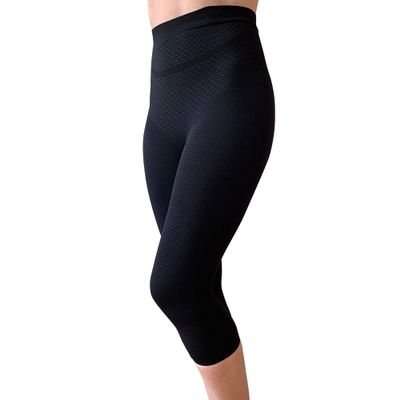 Bioflect Capri Compression Leggings with Bioactive Fibers and Raised Massaging Knit for Support and Comfort - Black XXL