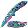 MT-A822RB RAINBOW gvtRt FINISH SPRING ASSISTED OPENING KNIFE WITH FLAMING 3M6sHucRAC HANDLE ghkdiwiy 2334rtyui gbh Mtech Ballistic Assisted Opening KnifeSpring Assisted Opening Knife4.75" Closed Length3.25" Rainbow Stainless Steel aVDfd3OpMt Blade3MM view 1