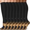 Sooverki Copper Compression Socks for Men & Women 8 Pack 15-20mmHg - Knee High Stockings Best Support for Running Athletic Work Travel Black Wide Calf Nylon plain gifts medias view 1
