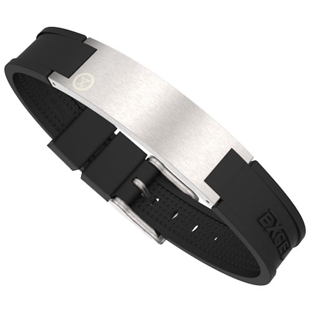 PROEXL Best Magnetic Energy Golf Bracelet for Men Gray Brushed Steel with Black Strap