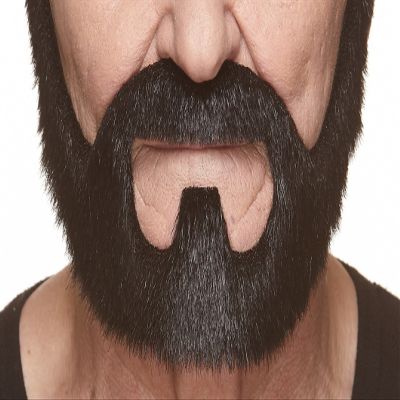 Mustaches Self Adhesive Fake Beard, Novelty, On Bail False Facial, Costume Accessory for Adults, Black Lustrous Color
