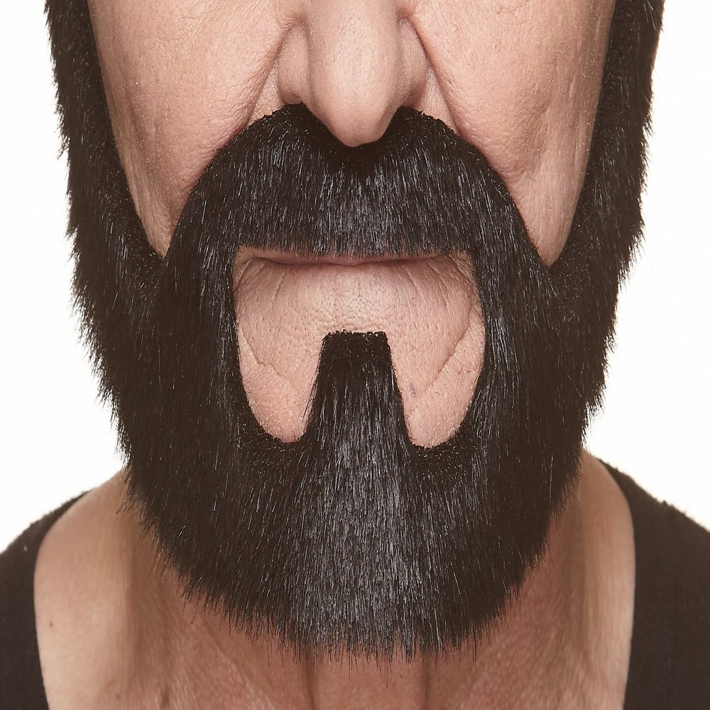 Mustaches Self Adhesive Fake Beard, Novelty, On Bail False Facial, Costume Accessory for Adults, Black Lustrous Color