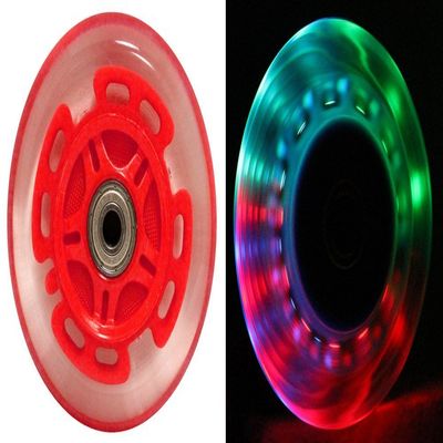 L.E.D. Scooter Wheels with ABEC 9 Bearings for Razor Scooters 100mm Light Up 2-Pack (Red)