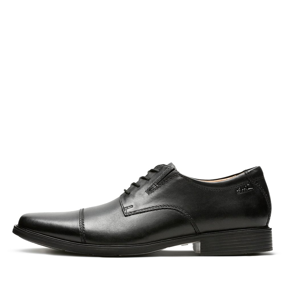 Clarks Men's Tilden Cap Oxford, Black Leather, 10 M US