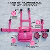 Launch Pad Toddler Ski Harness with Leash - Ski Harness for Kids w/ 7' Elasticized Leash, Easy Lift Handle & Built-in Backpack | Teaches Speed Control & Snowboard Training for Kids | Pink view 3