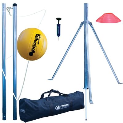 Park & Sun Sports Portable Outdoor Tetherball Set with Carrying Bag and Accessories (3-Piece Tri-Pod Base/Pole)