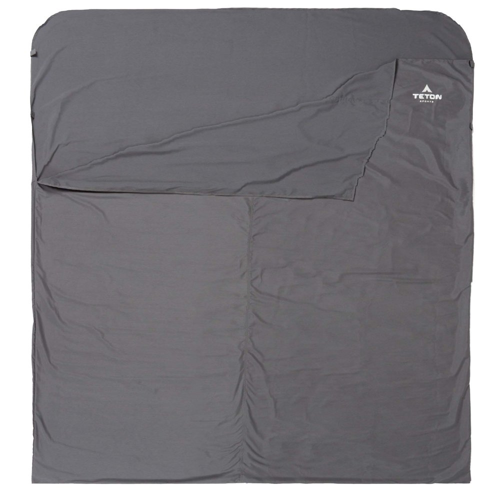 Teton Mammoth Cotton Sleeping Bag Liner; A Clean Sheet Set Anywhere You Go; Perfect for Travel, Camping, and Anytime Youre Away from Home Overnight; Machine Washable, Black, 91" x 58"