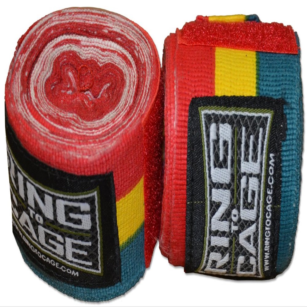 RING TO CAGE Handwraps Mexican Style Stretchable- Green/Yellow/Red - 180" Long