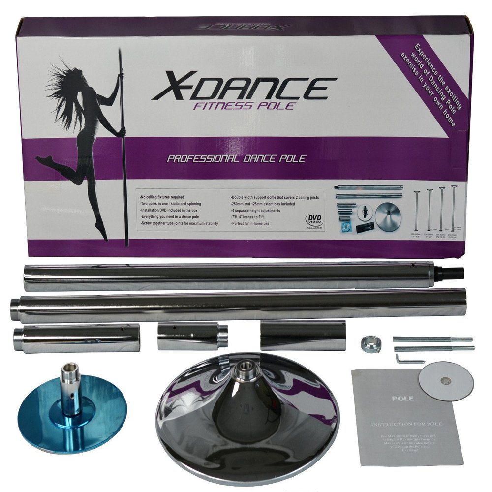 X-Dance Portable Fitness Exercise Spinning and Stationary Chrome Pole Dance 45mm