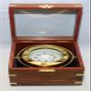 Gimbaled Brass Nautical Compass in Wood Box w/ Glass Top view 1