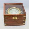 Gimbaled Brass Nautical Compass in Wood Box w/ Glass Top view 2