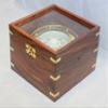 Gimbaled Brass Nautical Compass in Wood Box w/ Glass Top view 3
