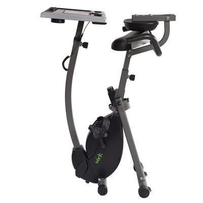 Stamina Wirk Ride Exercise Bike - Foldable Fitness Bike with Workstation and Standing Desk - Stationary Bike for Home Workout - Up to 250 Weight Capacity