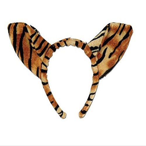 Set of 12 Plush Tiger Animal Ears with Plush Headbands