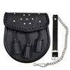 Scottish Black Leather Kilt Sporran With Tassels Leather Sporran view 1