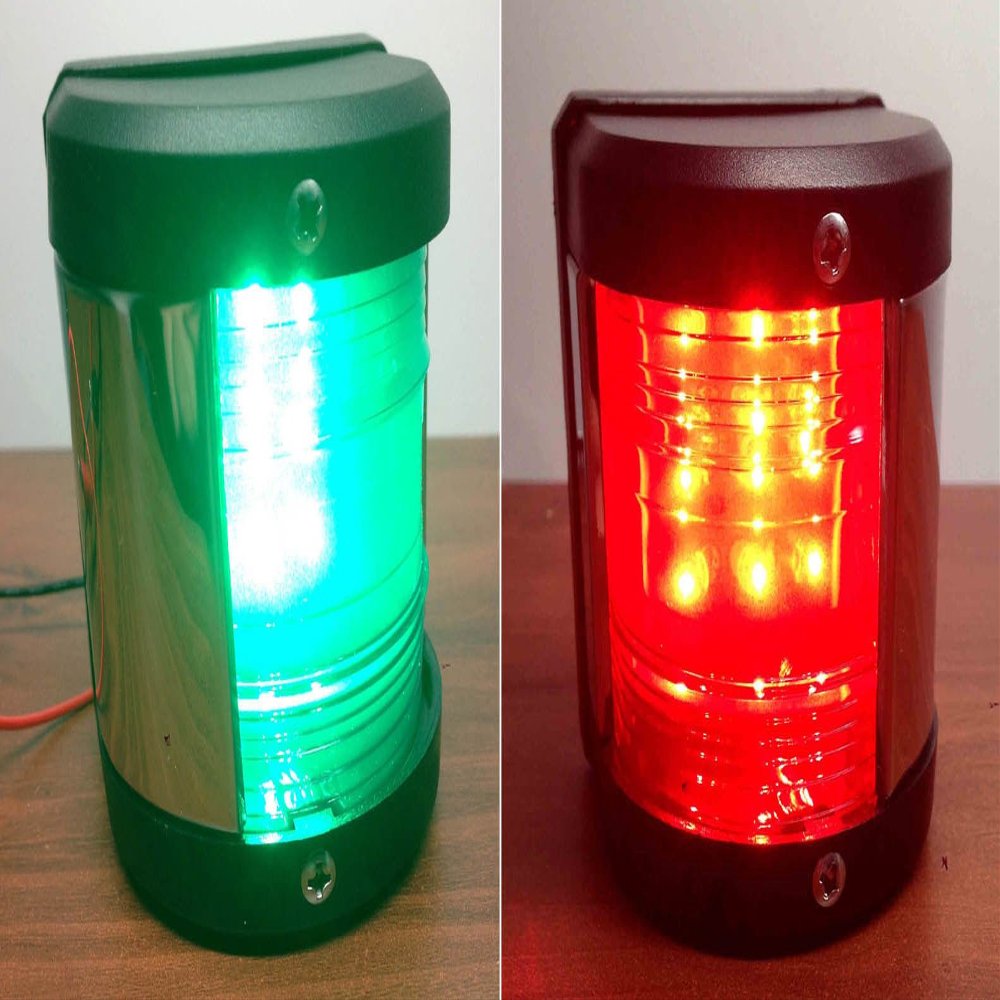 Pactrade Marine Boat Pontoon LED Navigation Light Black ABS Plastic Housing Boats Up to 12M Waterproof IP:66 Surface Mount 2NM (Green and Red (Individual))