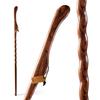 Brazos Handcrafted Wood Walking Stick, Twisted Oak, Hitchhiker Style Handle, for Men & Women, Made in the USA, Red, 58" view 1