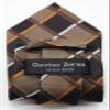 Geotae Zerun New Classic Striped Check Paisley JACQUARD WOVEN Silk Men's Tie Necktie (Check Brown/Black) view 4