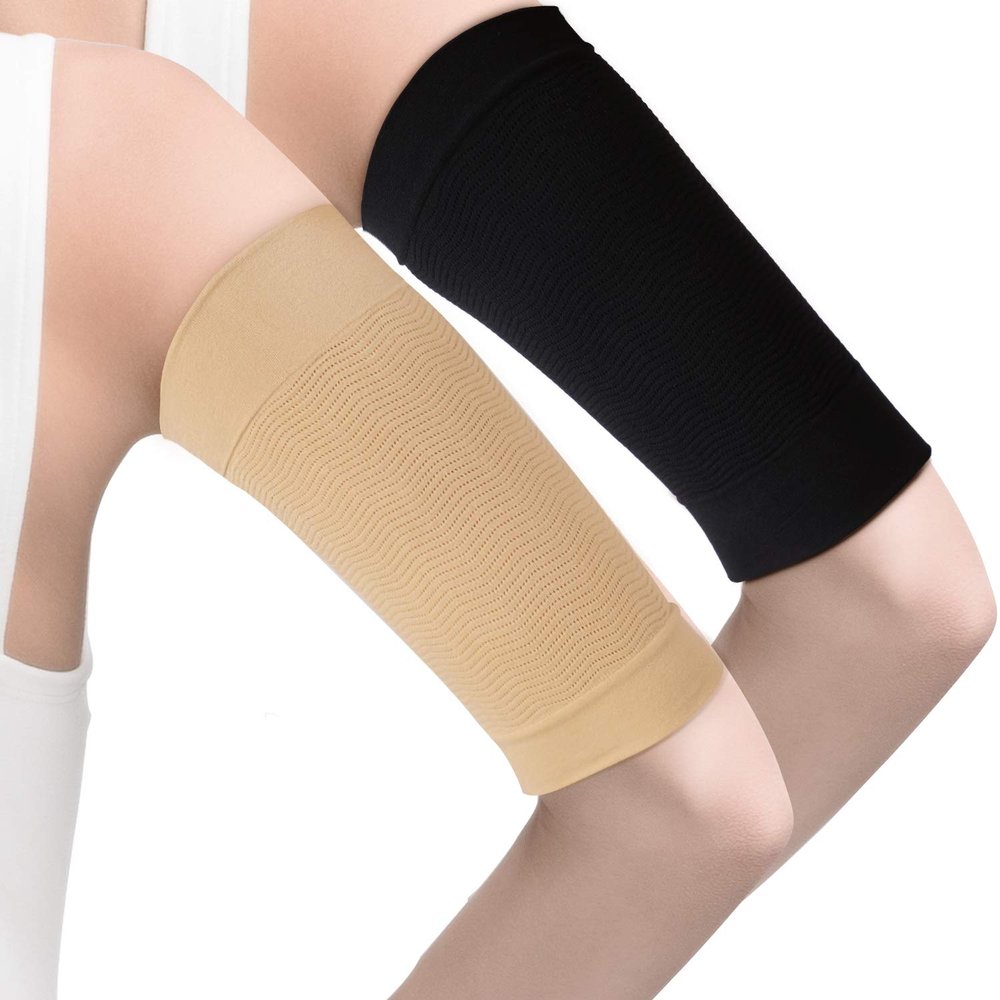 WILLBOND 4 Pairs Slimming Arm Shaper Sleeve for Women Men Upper Flabby Arm Sleeve for Slimming Sun Protection Tattoo Cover up(Black and Nude Color)
