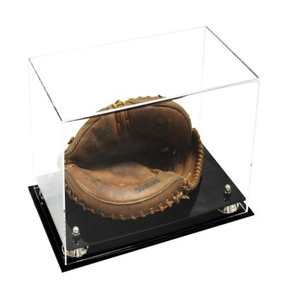 Better Display Cases Clear Acrylic Baseball Catchers Glove Display Case with Silver Risers (A011/V16)