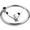 Stainless Steel Boat Steering Wheel 3 Spoke 13-1/2" Dia, with 5/8" -18 Nut and Turning Knob for Seastar and Verado view 1