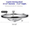 Stainless Steel Boat Steering Wheel 3 Spoke 13-1/2" Dia, with 5/8" -18 Nut and Turning Knob for Seastar and Verado view 4