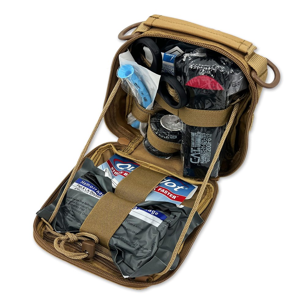 Lightning X Premium IFAK/Gunshot Trauma Bloodstop MOLLE Kit w/QuikClot & Tourniquet - TAN