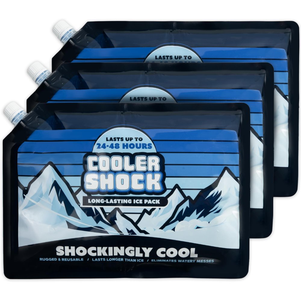 Cooler Shock Reusable Ice Packs for Cooler, 14"x10" - Long Lasting Cold Freezer Packs for Coolers and Lunch Boxes - Cooler Ice Packs for Camping Gear, Fishing, Road Trips, Beach Must Haves